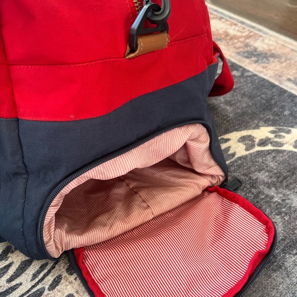 Red Backpack with Striped Interior - Picture 5 of 9